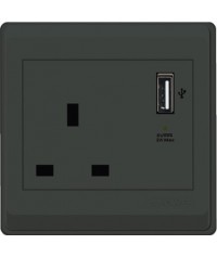 13 amp socket with mobile charger port 7 * 7 black, NEWPOWER