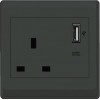 13 amp socket with mobile charger port 7 * 7 black, NEWPOWER