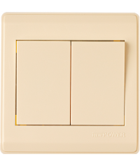 Double switch normal wide 16 amp 7*7 beige NEWPOWER