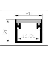 Aluminum profile, visible ground, length 3 m, size 2020 New Power