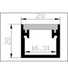 Aluminum profile, visible ground, length 3 m, size 2020 New Power