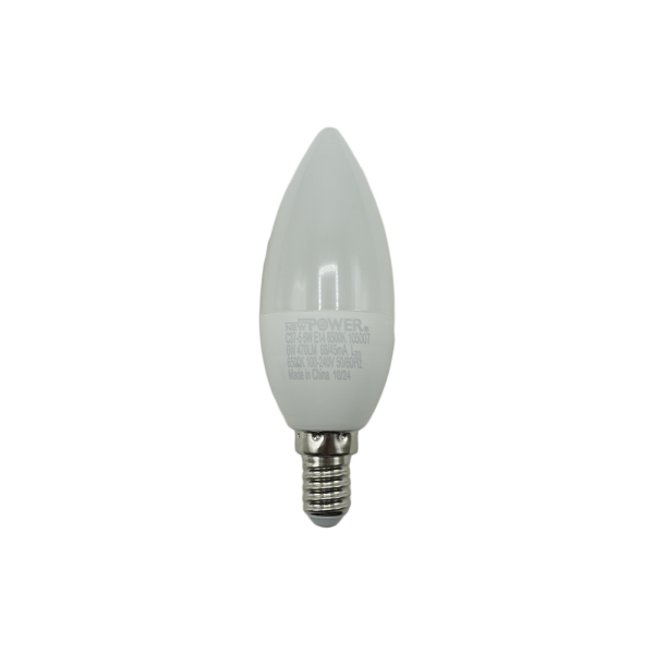 105007-LED Candle Frosted 6W 6500K E14 NEWPOWER