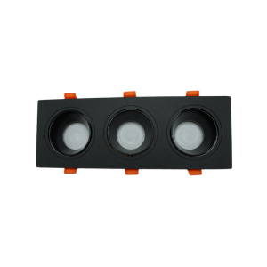 107104-01-Anti-Glare Aluminum Square Triple Spotlight Black NEWPOWER