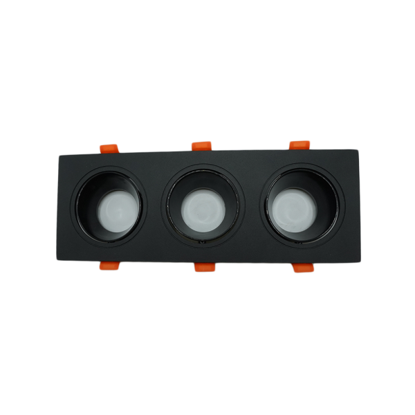 107104-01-Anti-Glare Aluminum Square Triple Spotlight Black NEWPOWER