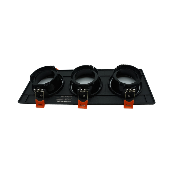 107104-02-Anti-Glare Aluminum Square Triple Spotlight Black NEWPOWER