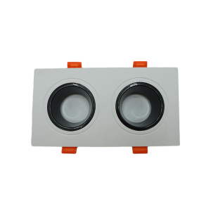 107106-01-Anti-Glare Plastic Square Dual Spotlight White/Black NEWPOWER