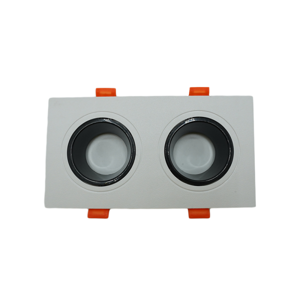 107106-01-Anti-Glare Plastic Square Dual Spotlight White/Black NEWPOWER
