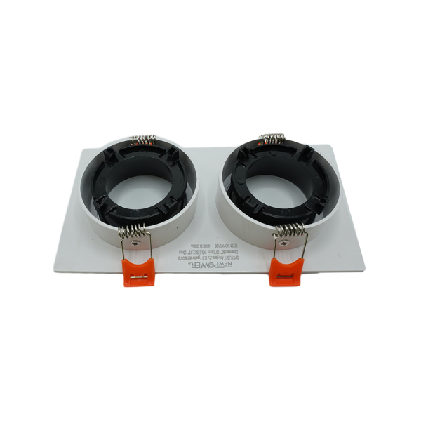 107106-02-Anti-Glare Plastic Square Dual Spotlight White/Black NEWPOWER