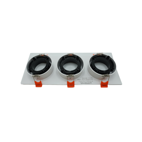 107107-02-Anti-Glare Plastic -Square Triple Spotlight White/Black NEWPOWER