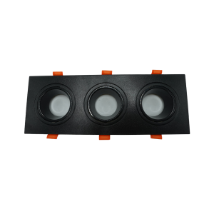 107167-01-Anti-Glare Plastic Square Triple Spotlight, Black-Black, NEWPOWER