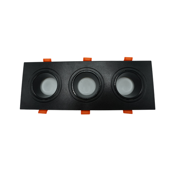 107167-01-Anti-Glare Plastic Square Triple Spotlight, Black-Black, NEWPOWER