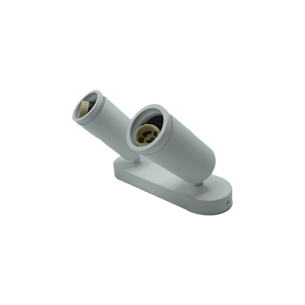 107280-02 Surface-Mounted Acrylic Track Light, White, Double, Rectangular Base, NEWPOWER