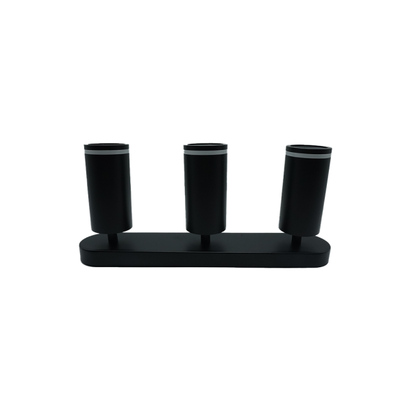 107281-01 Surface-Mounted Acrylic Track Light, Black, Triple, Rectangular Base, NEWPOWER