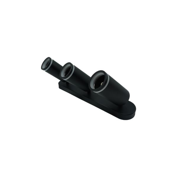 107281-02 Surface-Mounted Acrylic Track Light, Black, Triple, Rectangular Base, NEWPOWER