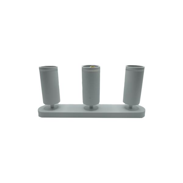 107282-01 Surface-Mounted Acrylic Track Light, White, Triple, Rectangular Base, NEWPOWER
