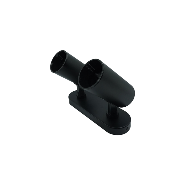 107285-02 Surface-Mounted Aluminum Track Light, Black-Black, Double, Rectangular Base, NEWPOWER