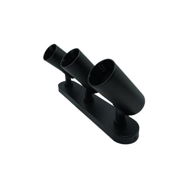 107287-02 Surface-Mounted Aluminum Track Light, Black-Black, Triple, Rectangular Base, NEWPOWER