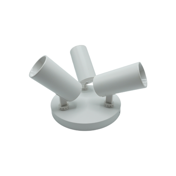 107290-02 Surface-Mounted Aluminum Track Light, White-Black, Triple, Circular Base, NEWPOWER