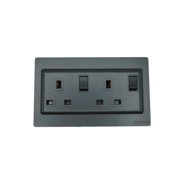 2202-01 Black 13A 3pin switched(double pole) socket 7*14  NEWPOWER Forte