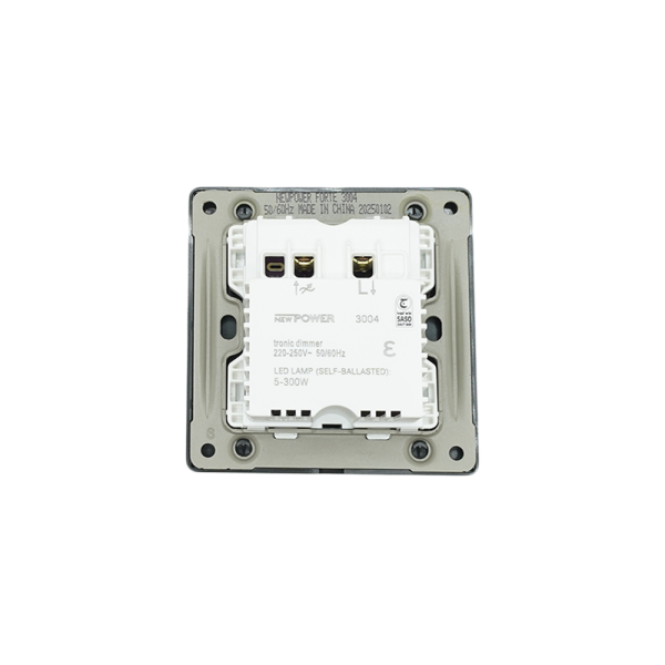 3004-02  black dimmer switch 300w / 220v (Push on/off ) 7*7 NEWPOWER Forte