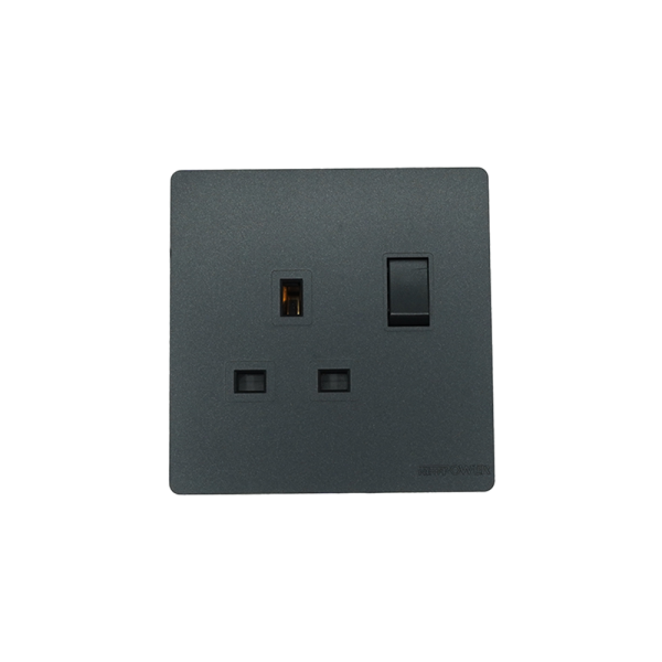 BLKS2002-01 Black 13A 3pin switched(double pole) socket 7*7  NEWPOWER Flex