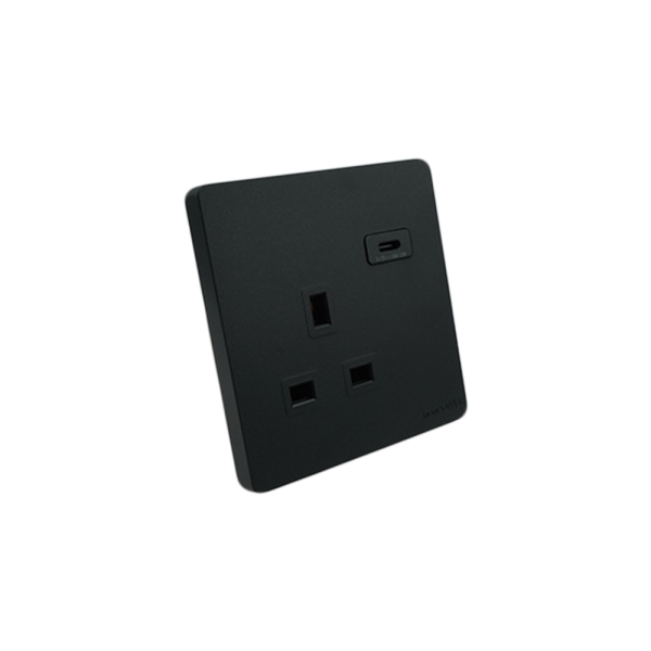 BLKS2301-03  grey  13A 3pin socket with type C NEWPOWER Flex
