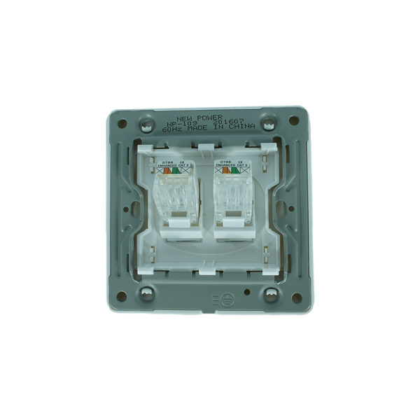 NP-109-02 white 1 Gang  double data outlet (CAT6) 7*7 NEWPOWER