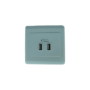 NP-120-01 Double USB Charger Outlet 7×7 White NEWPOWER 