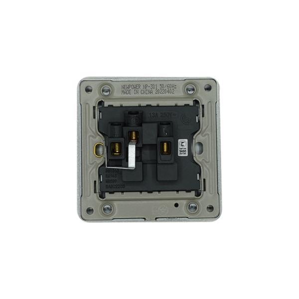 NP-301 -02  13A 3pin socket 7*7 grey color NEWPOWER