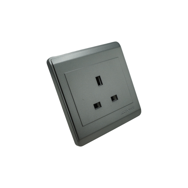 NP-301 -03  13A 3pin socket 7*7 grey color NEWPOWER