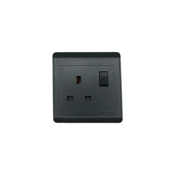 NP-301M -01 Black Double 13A 3 pin switched(double pole) socket 7*14 NEWPOWER