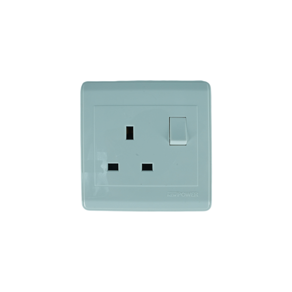 NP-301M -01 white 13A 3pin switched(double pole) socket 7*7  NEWPOWER