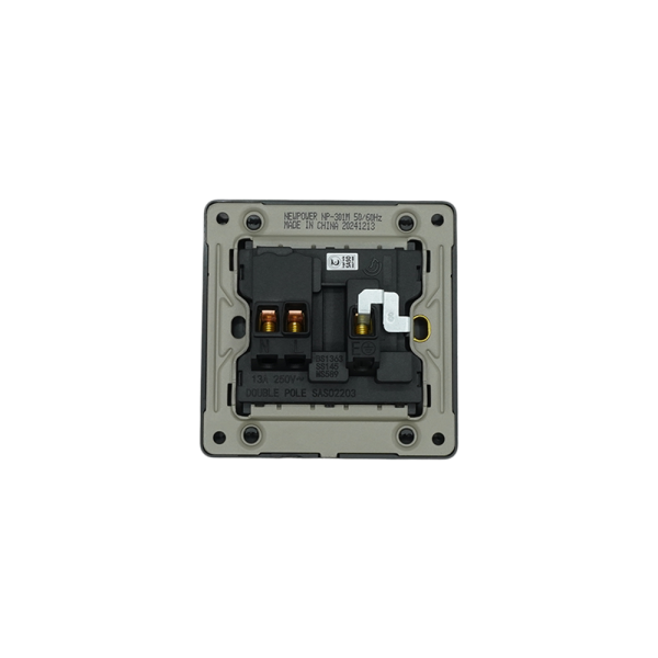 NP-301M -02 Black Double 13A 3 pin switched(double pole) socket 7*14 NEWPOWER