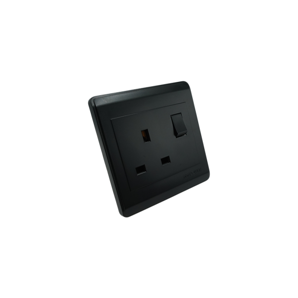 NP-301M -03 Black Double 13A 3 pin switched(double pole) socket 7*14 NEWPOWER
