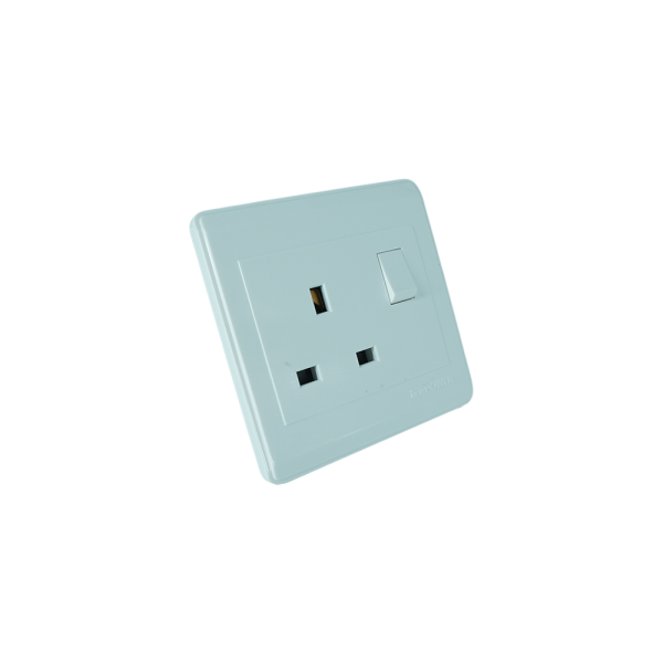 NP-301M -03 white 13A 3pin switched(double pole) socket 7*7  NEWPOWER
