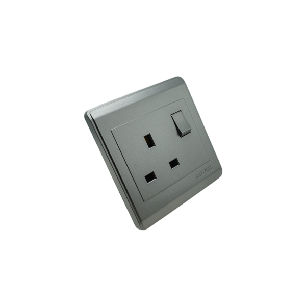 NP-301M -03 grey 13A 3pin switched(double pole) socket 7*7  NEWPOWER