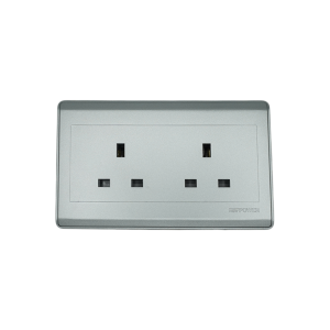NP-303 -01 grey Double 13A 3 (double pole) socket 7*14 NEWPOWER