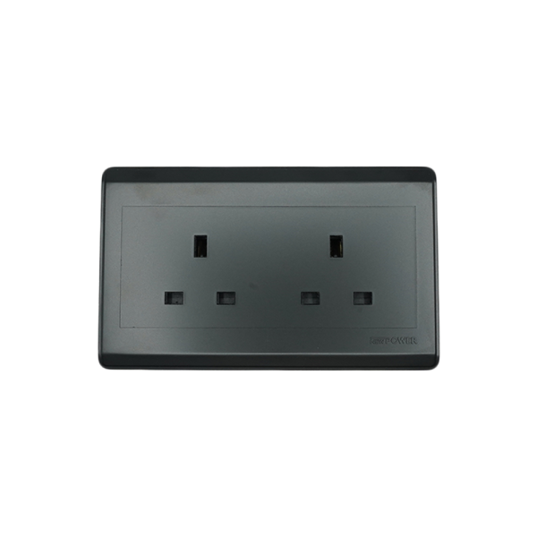 NP-303-01 Black Double 13A 3 (double pole) socket 7*14 NEWPOWER