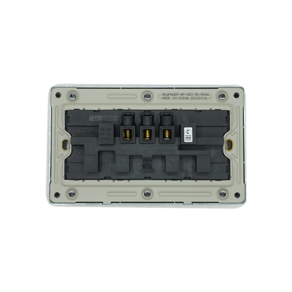 NP-303 -02 grey Double 13A 3 (double pole) socket 7*14 NEWPOWER
