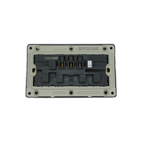 NP-303-02 Black Double 13A 3 (double pole) socket 7*14 NEWPOWER