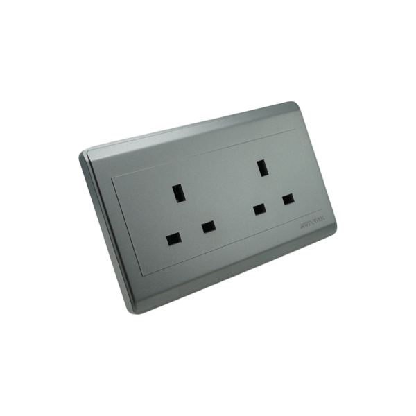 NP-303 -03 grey Double 13A 3 (double pole) socket 7*14 NEWPOWER