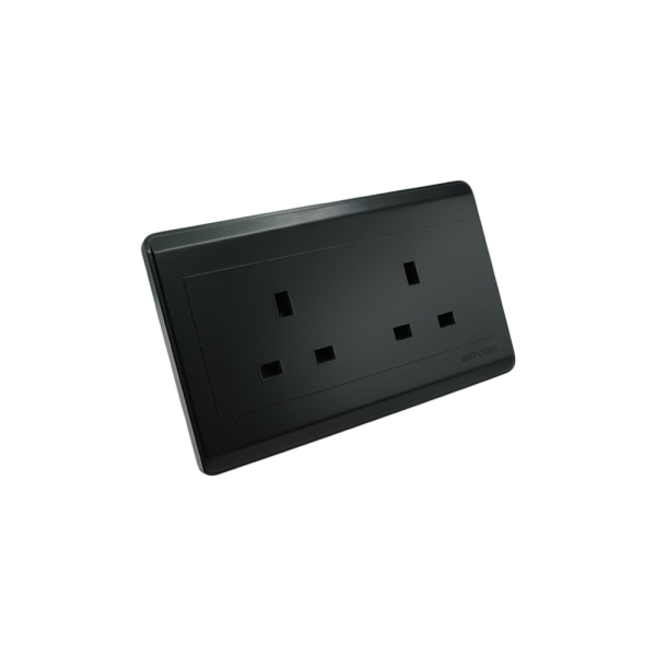 NP-303-03 Black Double 13A 3 (double pole) socket 7*14 NEWPOWER