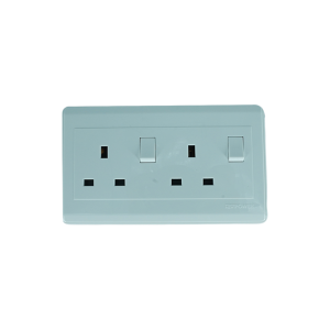 NP-303M -01 white Double 13A 3 pin switched(double pole) socket 7*14 NEWPOWER