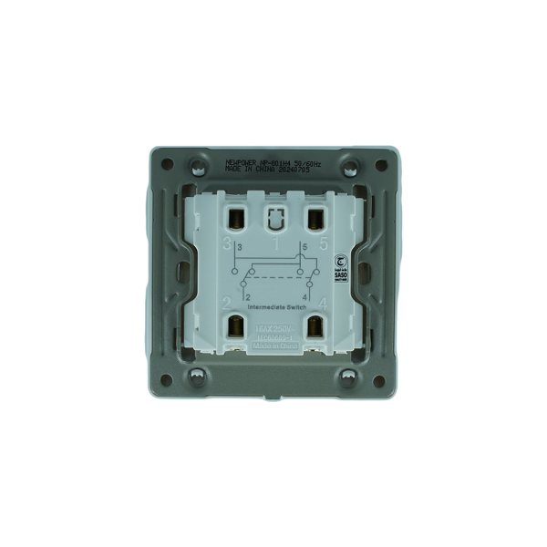 NP-801H4-02 white1 Gang intermediate switch wide 16A 7*7 NEWPOWER