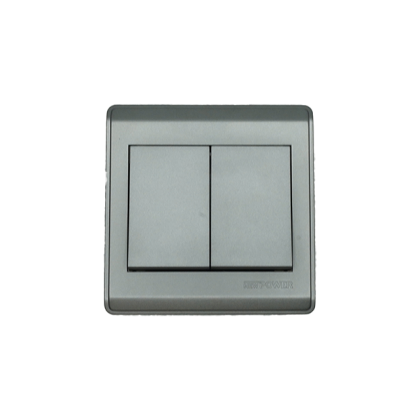 NP-802 -01 grey 2 Gang 1 way switch With bridge 16A 7*7