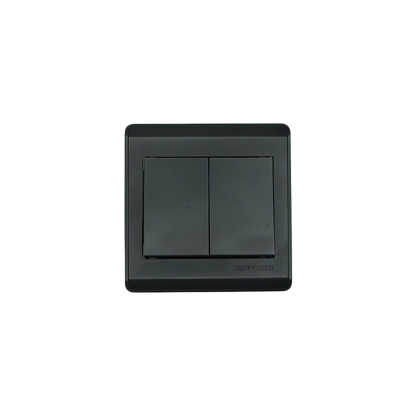 NP-802 -01 Black 2 Gang 1 way switch With bridge 16A 7*7