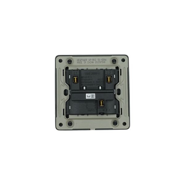 NP-802 -02 Black 2 Gang 1 way switch With bridge 16A 7*7