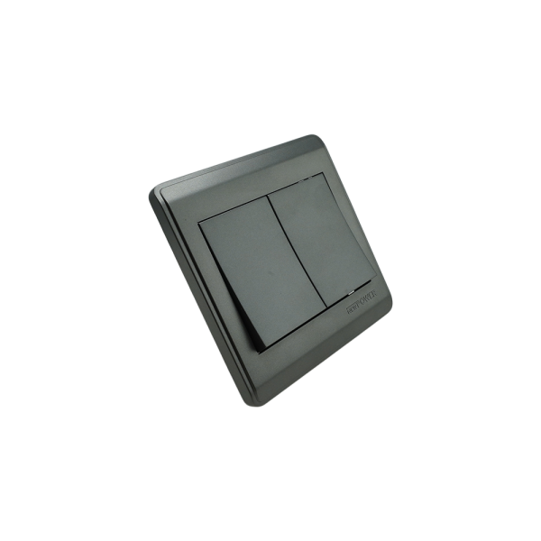 NP-802 -03 grey 2 Gang 1 way switch With bridge 16A 7*7