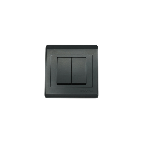 NP-802H4 -01  Black white 2 Gang 2 way switch wide 16A 7*7 NEWPOWER
