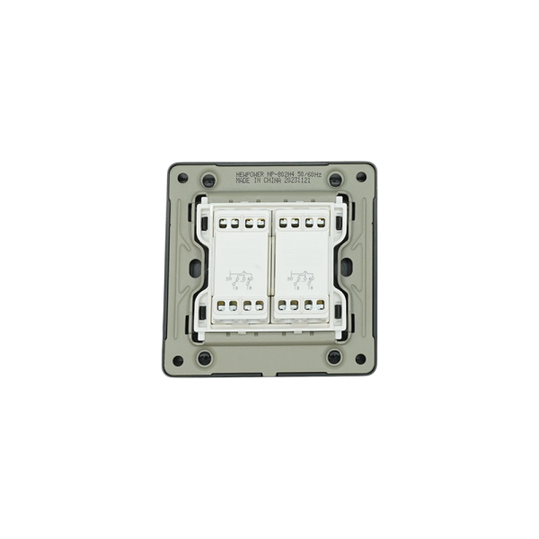NP-802H4 -02 Black white 2 Gang 2 way switch wide 16A 7*7 NEWPOWER